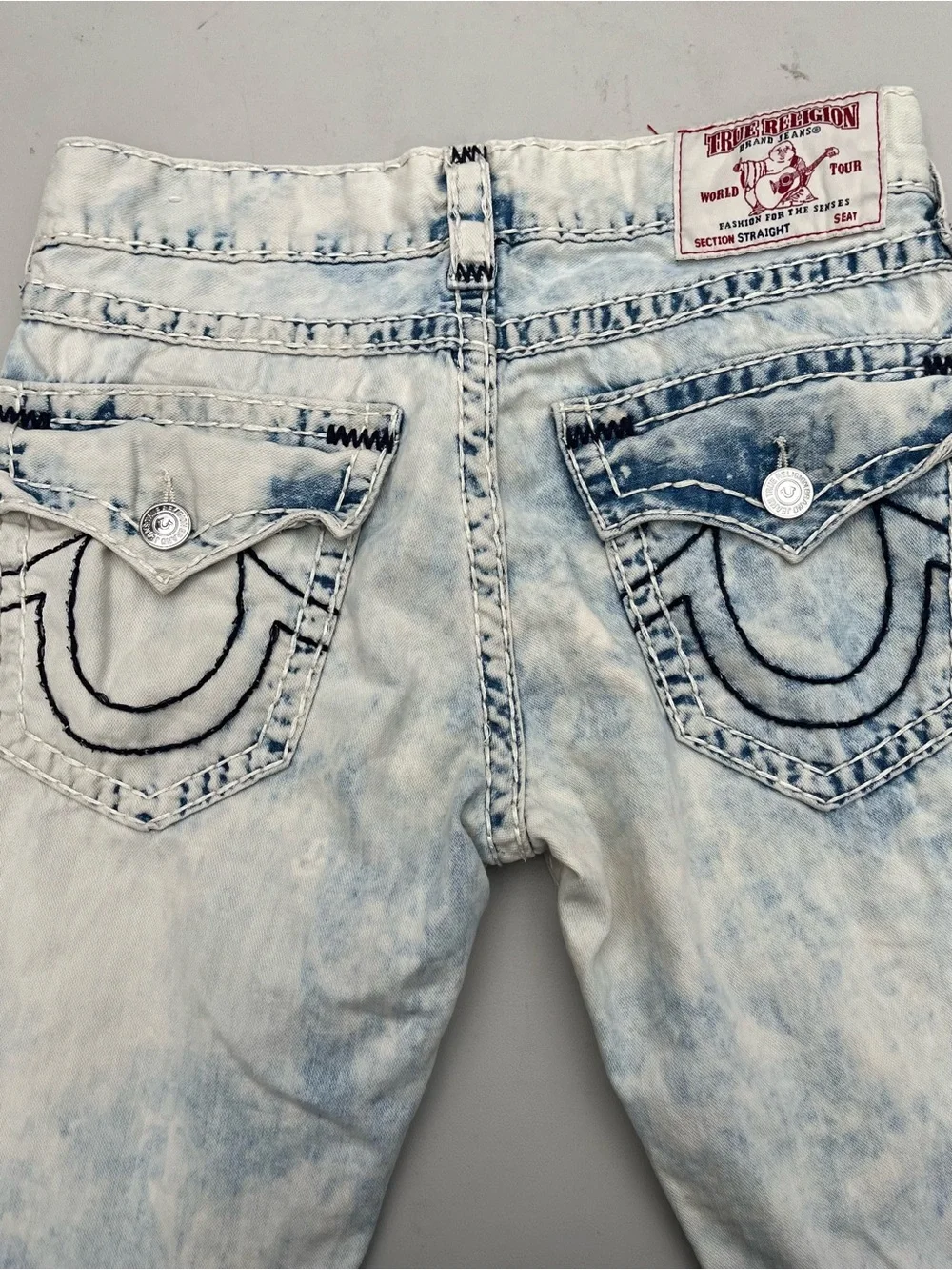 True Religion Light Wash Blue Straight Jeans